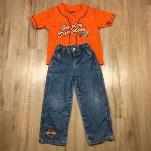 Vintage Harley Davidson Baseball Tee/ Jeans Set